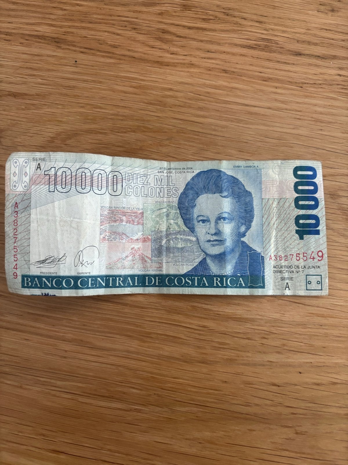 Costa Rica 10.000 Colones bankbiljet - Zeldzaam verzamelobje, Ophalen of Verzenden, Los biljet