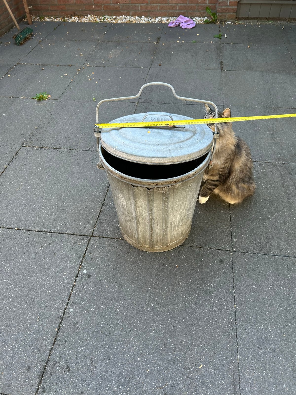 Grote metalen vuilnisbak met deksel en handvat, Ophalen, 50 – 75, Gebruikt, 40 liter of meer