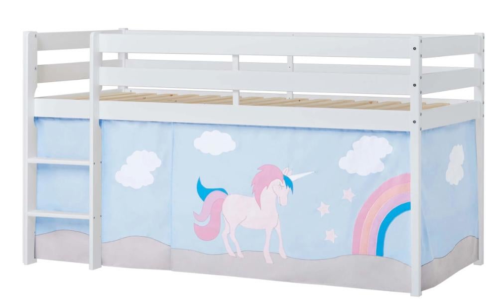 Hoppekids Halfhoogslaper met Unicorn Bedgordijnen, Ophalen, Gebruikt, Halfhoogslaper