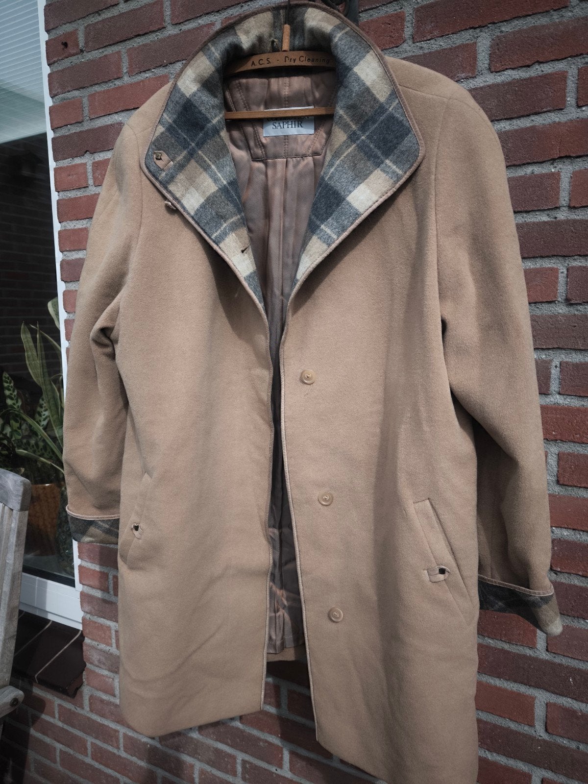Vintage Collection Saphir Kasjmier & Wol Jas Maat 42/44, Collection Saphir, Beige, Maat 42/44 (L), Ophalen of Verzenden