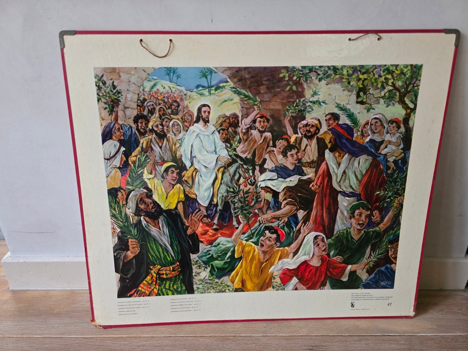 Oude bijbelplaat nr. 47 Palmendag, Ophalen of Verzenden, Gebruikt, Kaart of Prent, Christendom | Katholiek