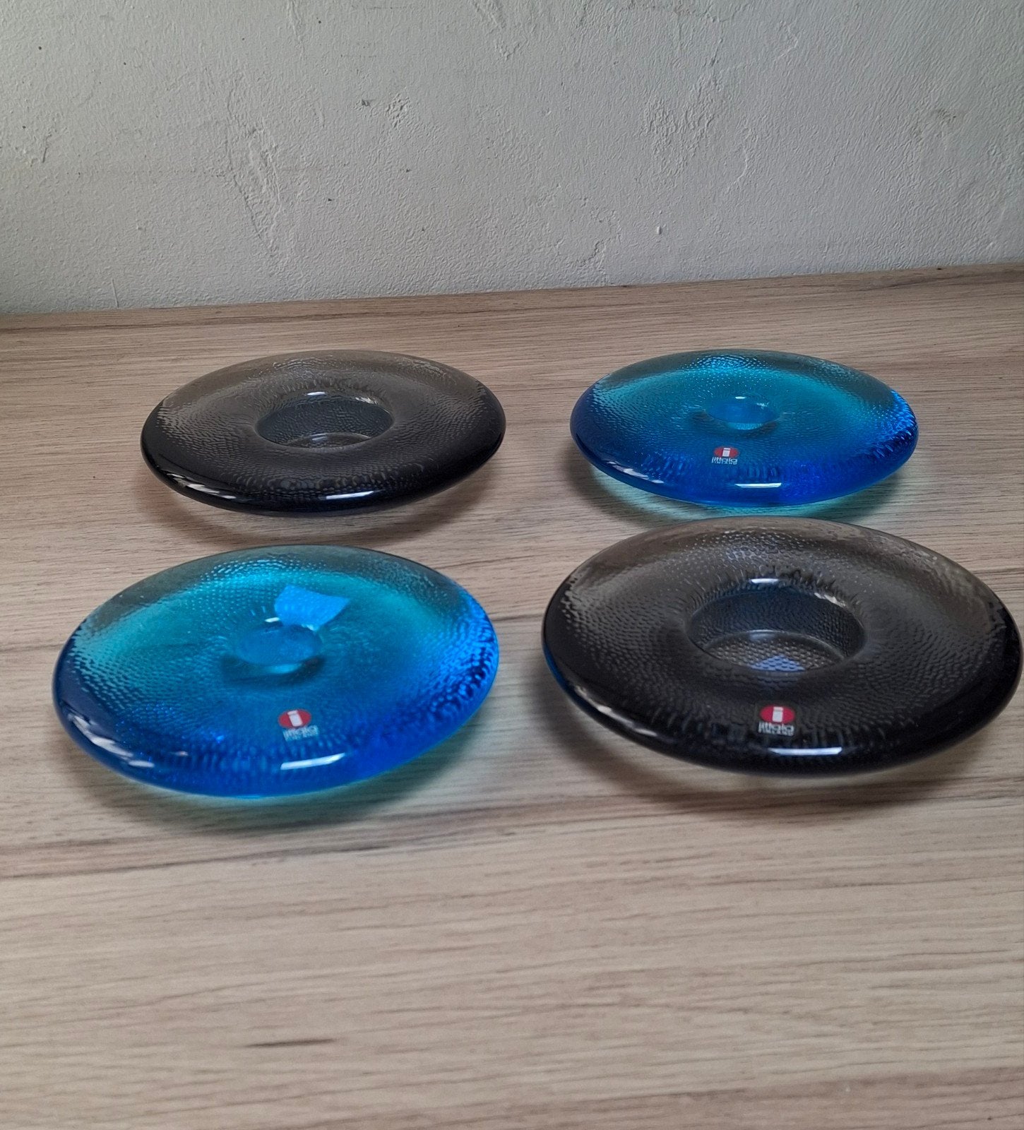 2 Iittala grijze en 2 blauwe  Nappi Votive Waxinelichten., Ophalen of Verzenden, Iittala
