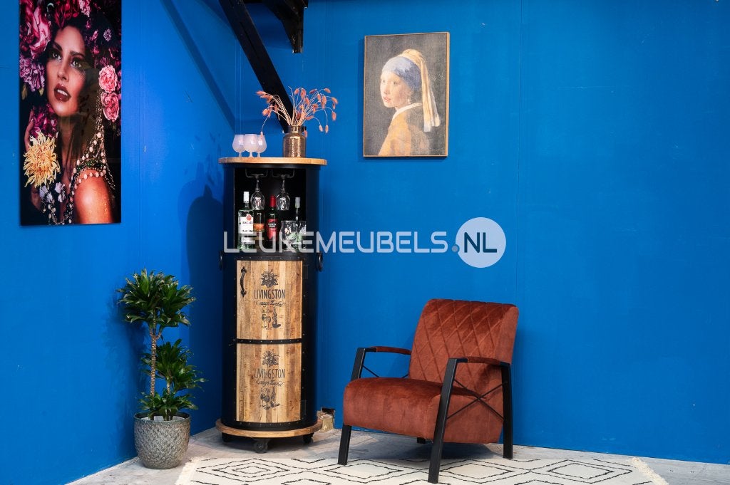XL wijnkast / drankkast op wielen, zwart staal, 5 tot 15 flessen, Nieuw, Ophalen of Verzenden, 75 – 100