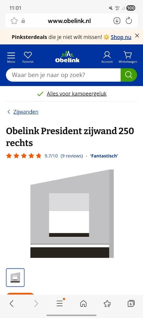 Obelink president 250, Ophalen, Zo goed als nieuw, Tot en met 4