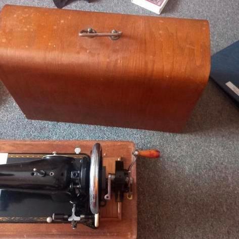 Vintage Naumann naaimachine in houten koffer, Ophalen of Verzenden