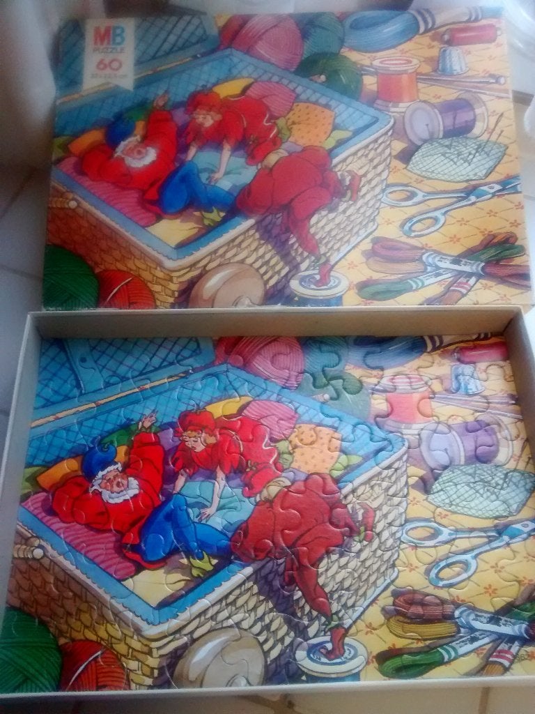 Kabouters legpuzzel mb, Ophalen of Verzenden, Meer dan 50 stukjes, Zo goed als nieuw, 6 jaar of ouder