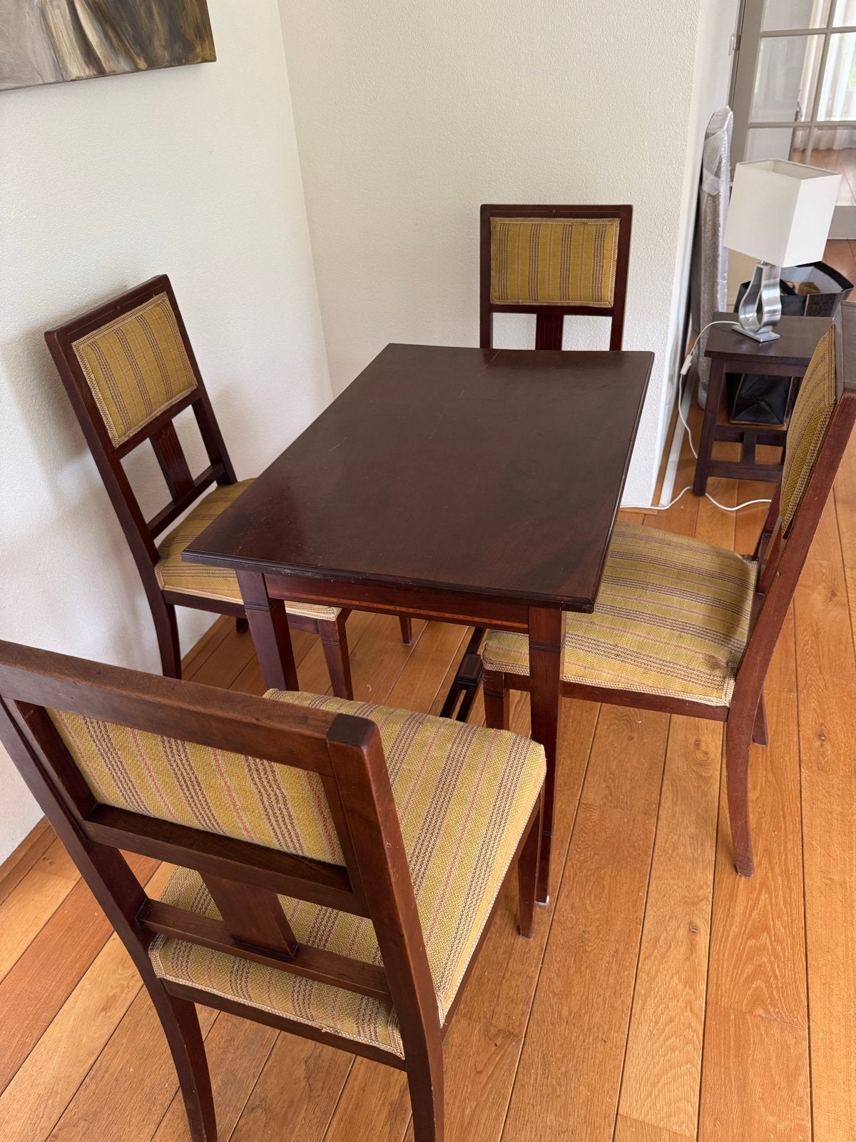 Antieke eettafel met 4 stoelen, Antiek en Kunst, Ophalen