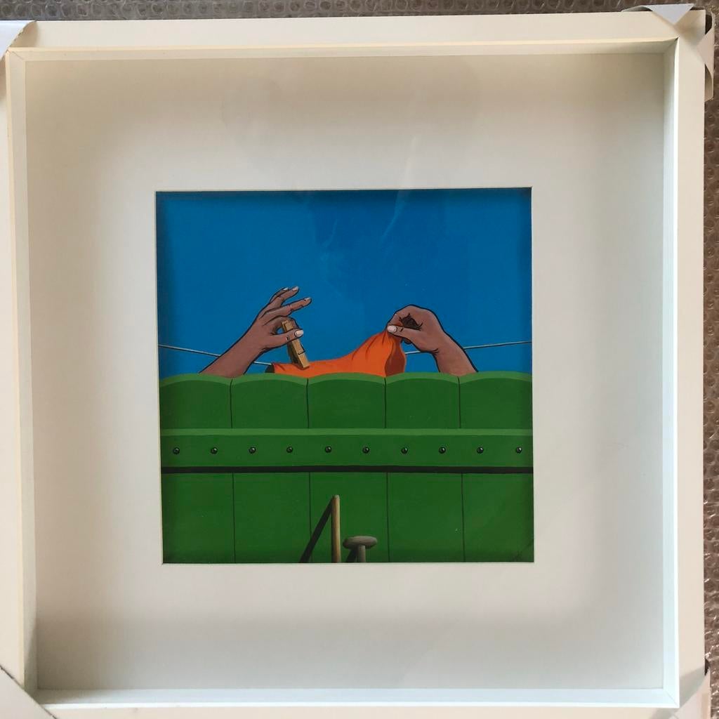 Uniek Schilderij: Handen met Oranje Doek, Ophalen of Verzenden
