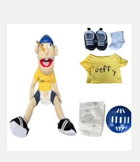 Jeffy grote handpop knuffel (60cm), Ophalen of Verzenden, Nieuw, Overige typen