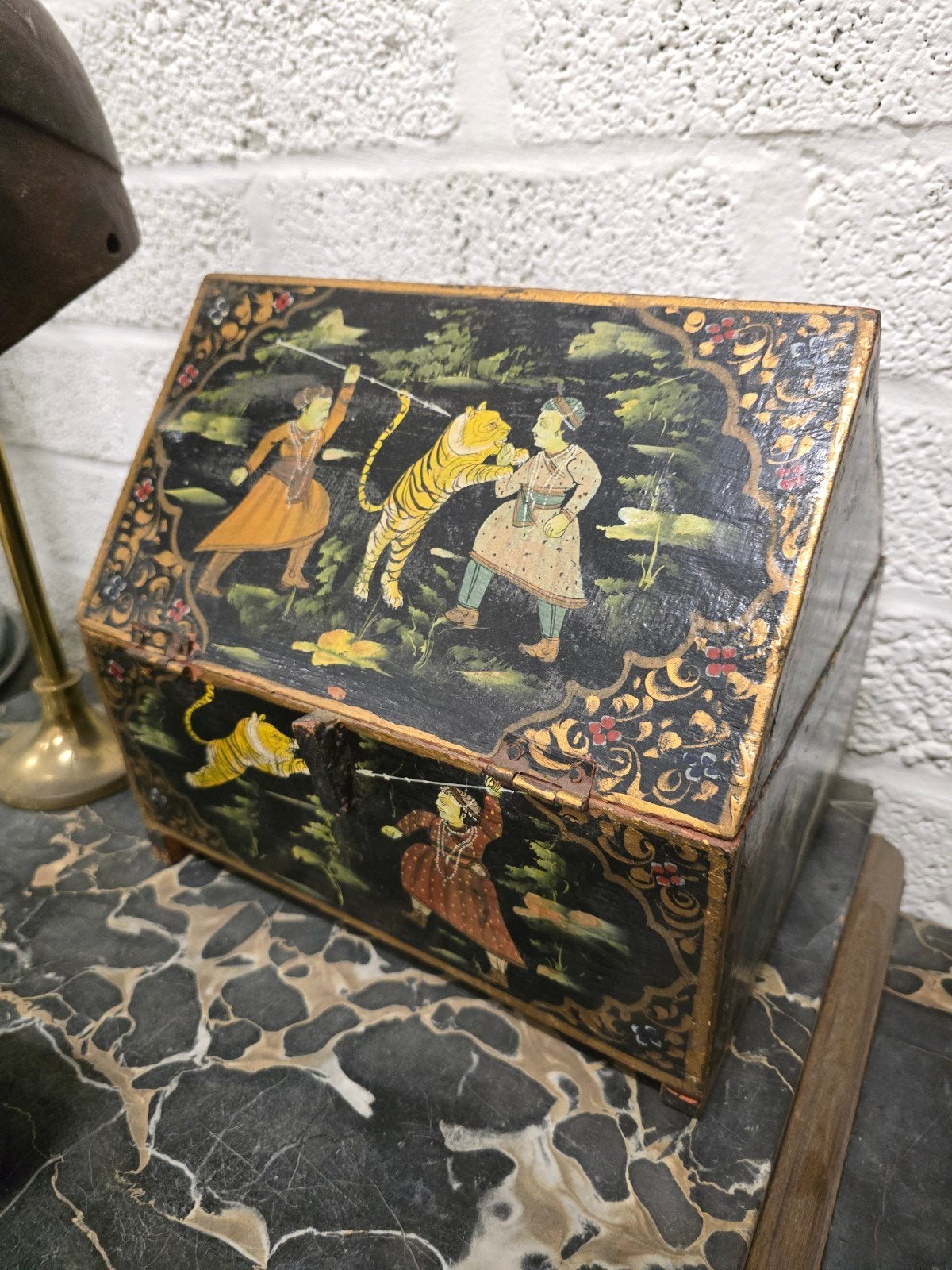 antieke bruidskist, Huis en Inrichting, Woonaccessoires | Kisten, Ophalen of Verzenden, Gebruikt, Overige houtsoorten, Minder dan 50 cm