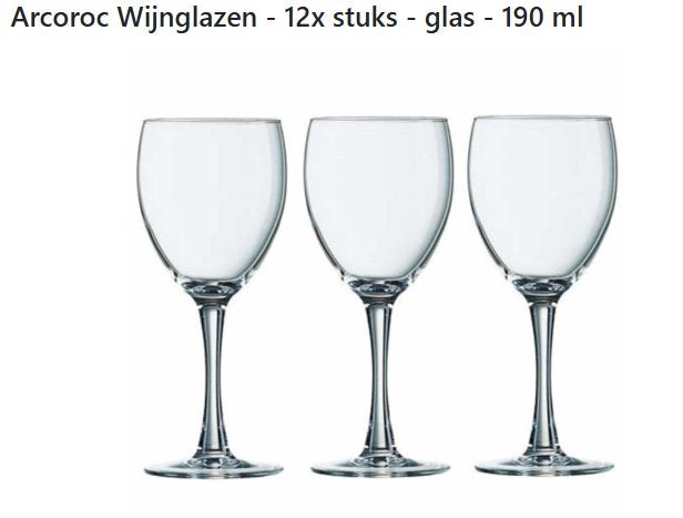 Arcoroc Princesa wijnglazen 19Cl (nieuw)12 stuks, Ophalen of Verzenden, Nieuw, Overige typen