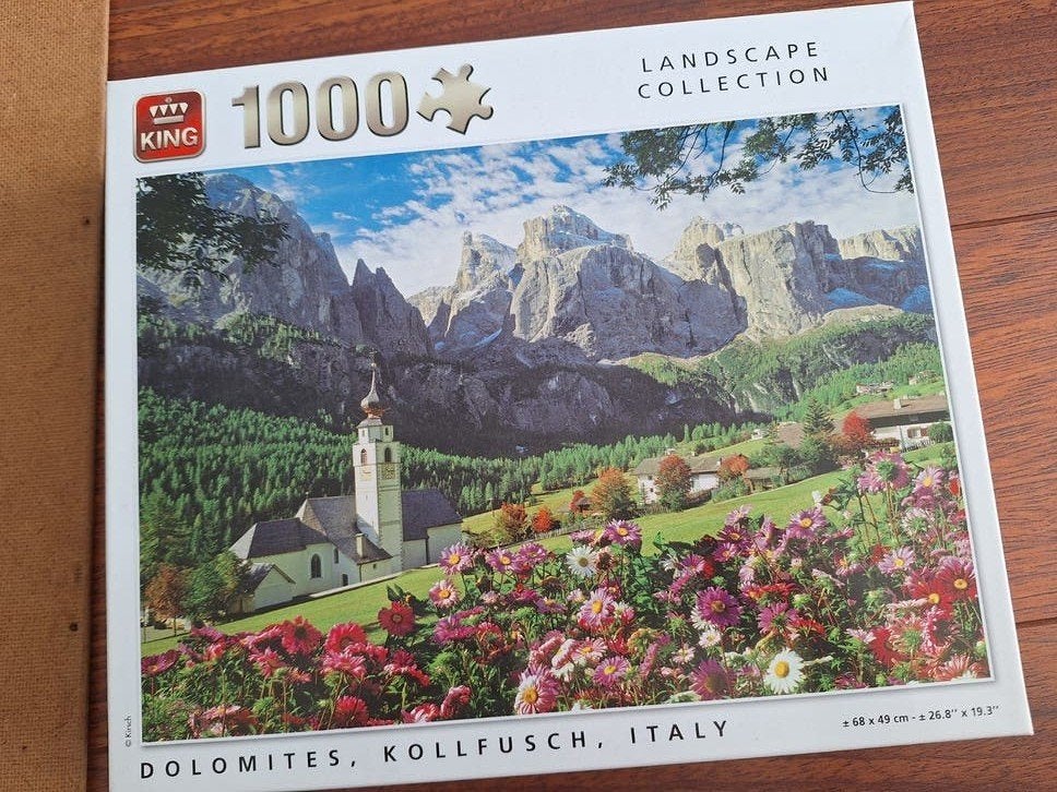 King Legpuzzel Dolomieten, Kollfusch, Italië 1000 stukjes, Ophalen of Verzenden, 500 t/m 1500 stukjes, Gebruikt, Legpuzzel