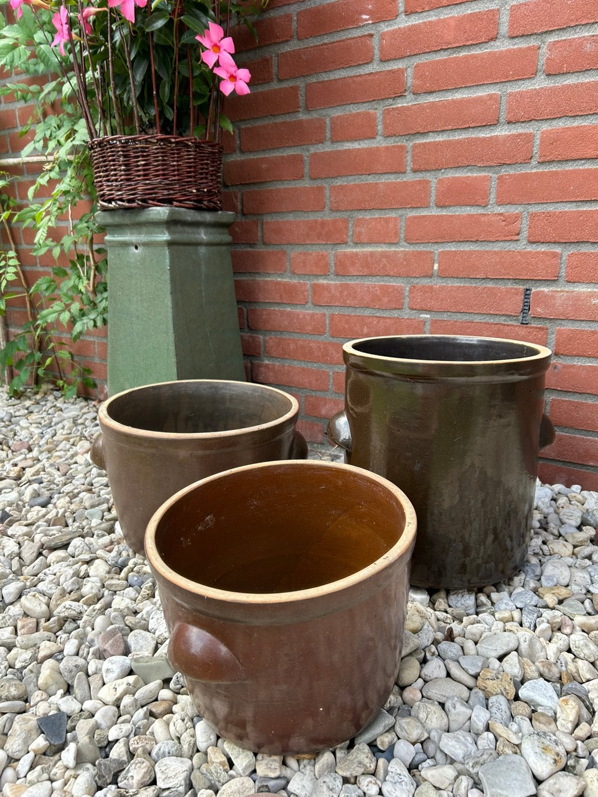Aardewerk terracotta bloempotten grespots kleur bruin, Ophalen, Steen, Minder dan 30 cm, Rond