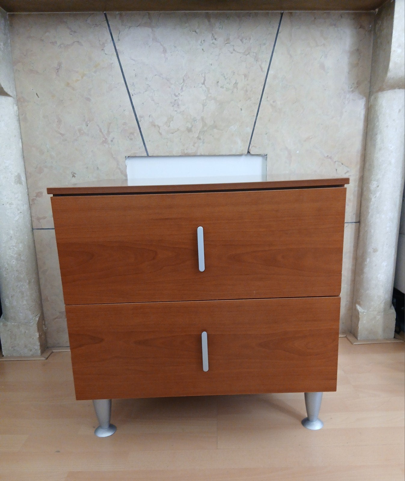 Commode met 2 laden - Houtkleur, Overige houtsoorten, Gebruikt, 1 of 2 laden, Minder dan 100 cm