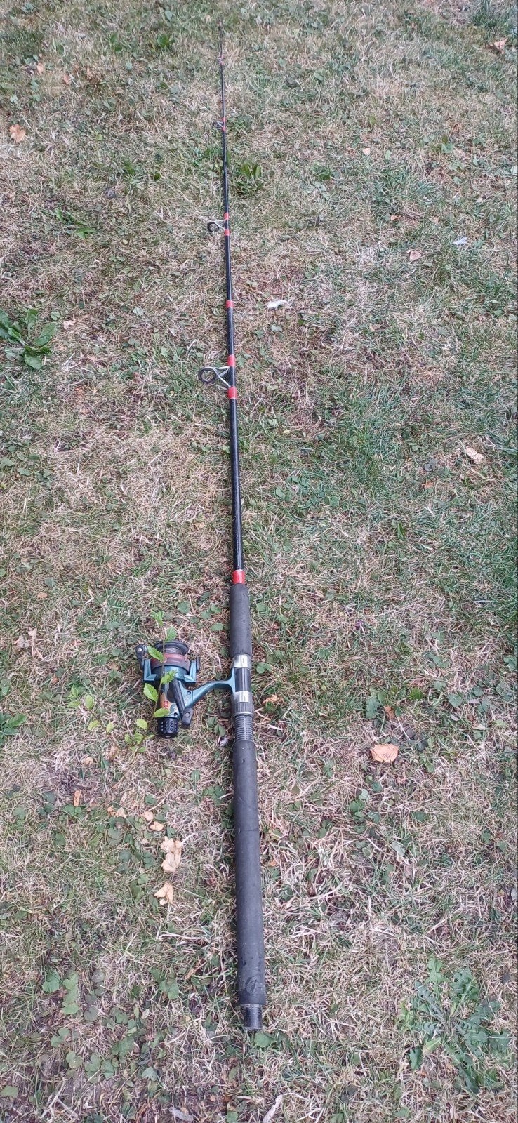 Rood met zwarte werphengel 2.40m, Ophalen, Gebruikt, Werphengel