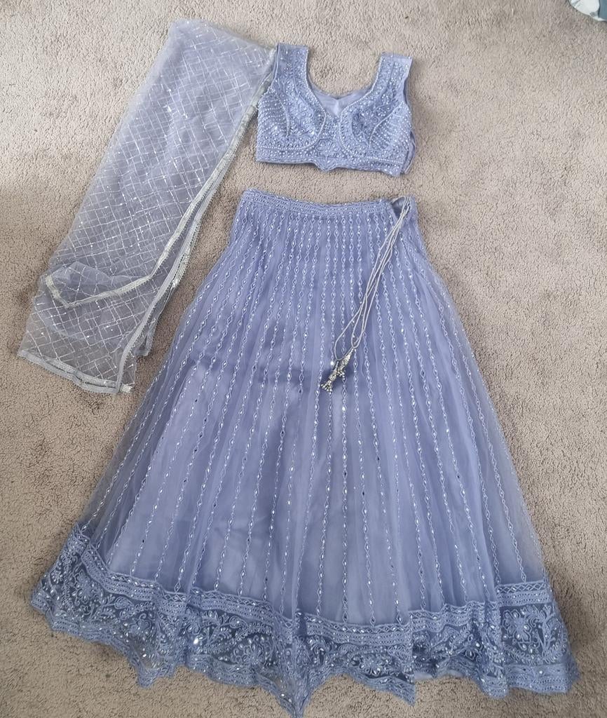 Prachtige Indiase Lengha - Bollywood Stijl, Maat 38/40 (M), Blauw, Ophalen of Verzenden, Zo goed als nieuw