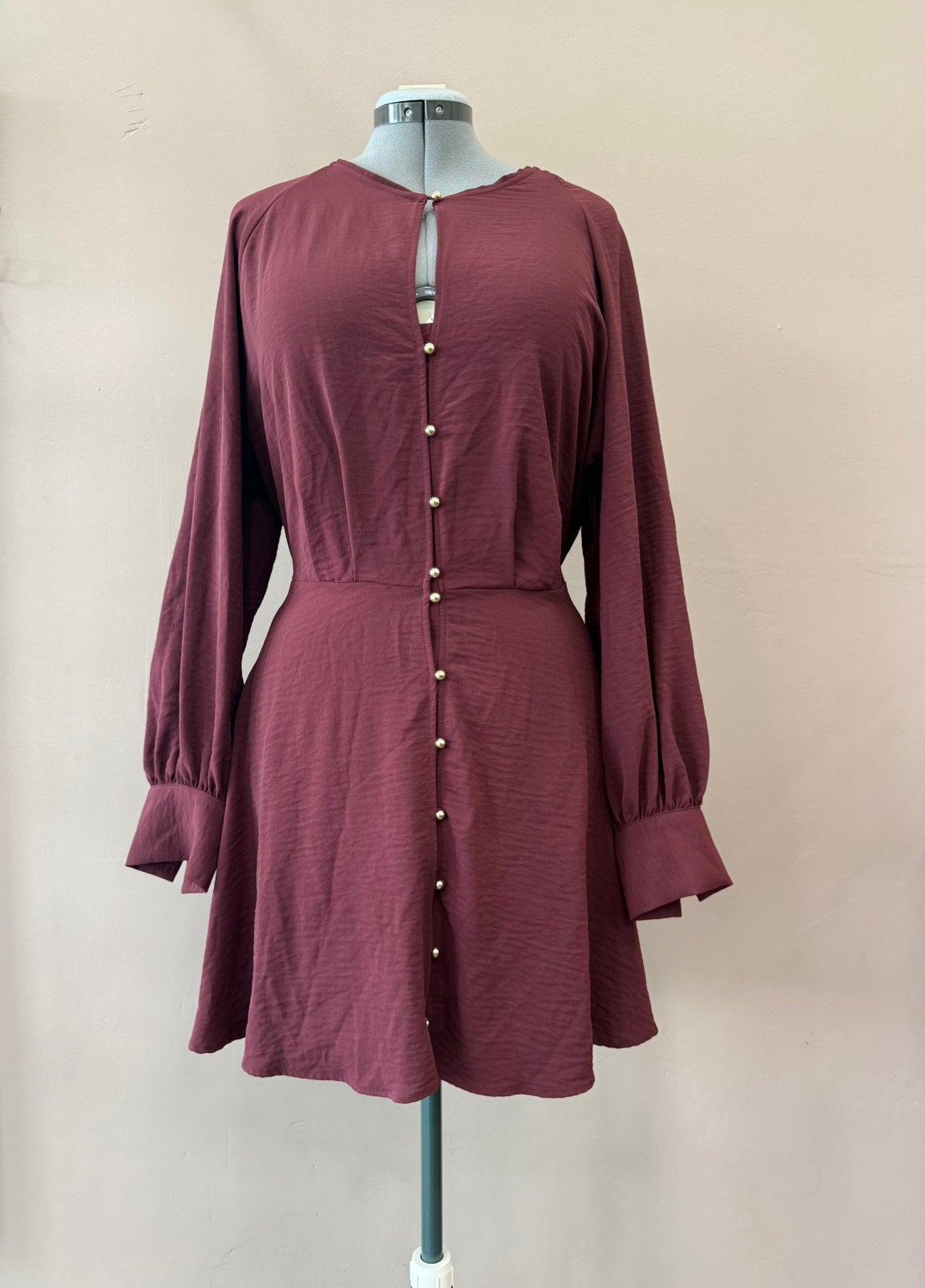 Bordeaux viscose jurk, Ophalen of Verzenden, Nieuw, Maat 42/44 (L), Rood