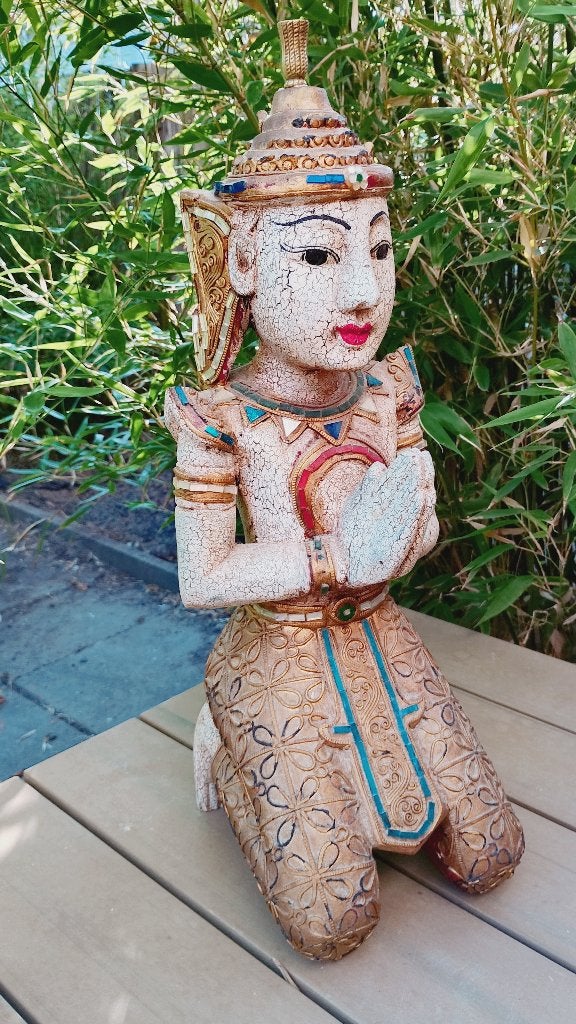 Thaise houten Thepphanom boeddha Thaise engel of beschermer, Ophalen of Verzenden