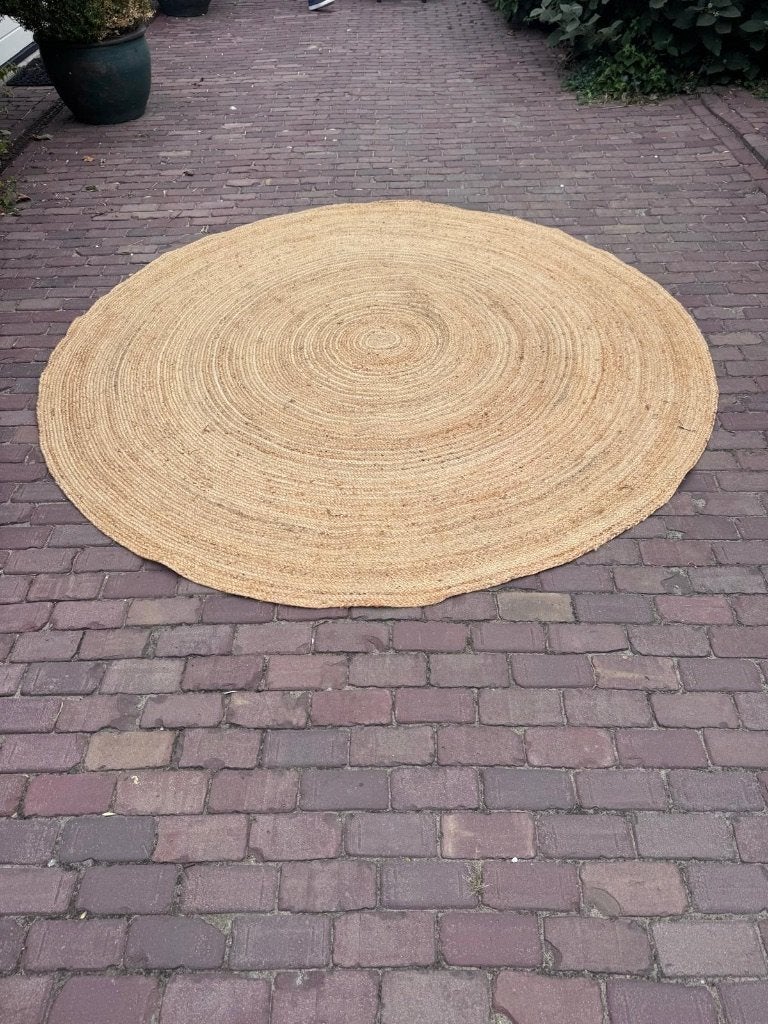 Rond jute vloerkleed Doorsnee 250cm Naturel, Huis en Inrichting, Ophalen, Rond, Zo goed als nieuw, 200 cm of meer
