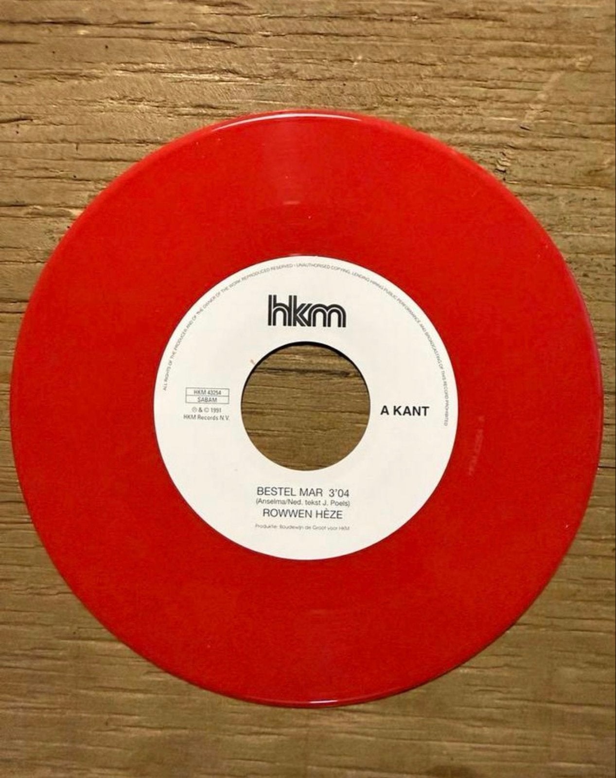 Rowwen Hèze - Bestel Mar / D'n Harde Weg - Rood Vinyl, 7 inch, Colored vinyl, Ophalen of Verzenden, EP