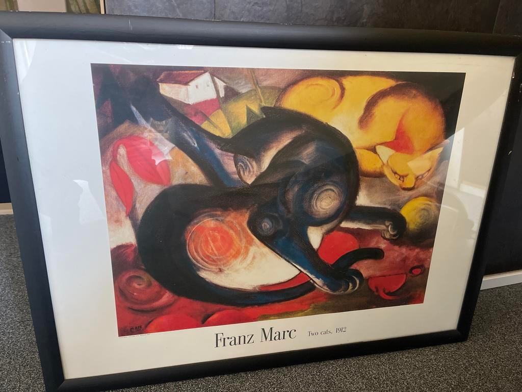 Ingelijste poster Franz Marc - Two cats, 1912, Ophalen of Verzenden