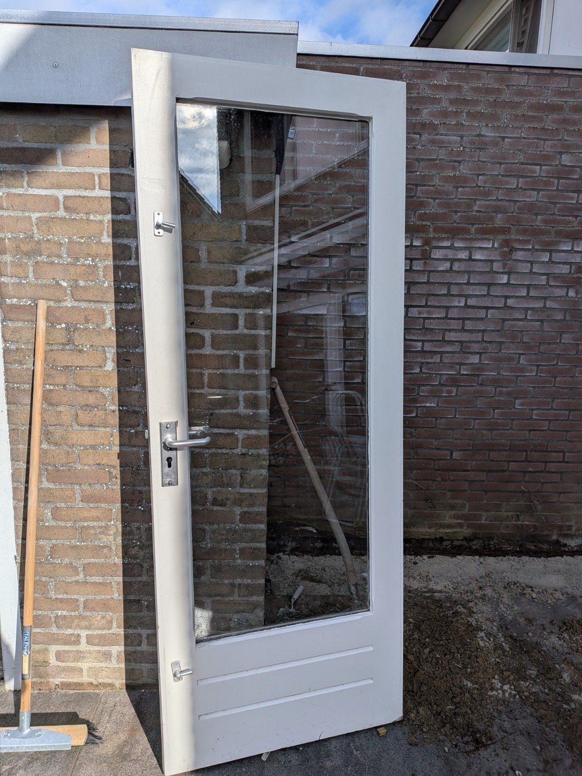 Houten buitendeur met thermopeen glas, Ophalen, Gebruikt, 80 tot 100 cm, Buitendeur