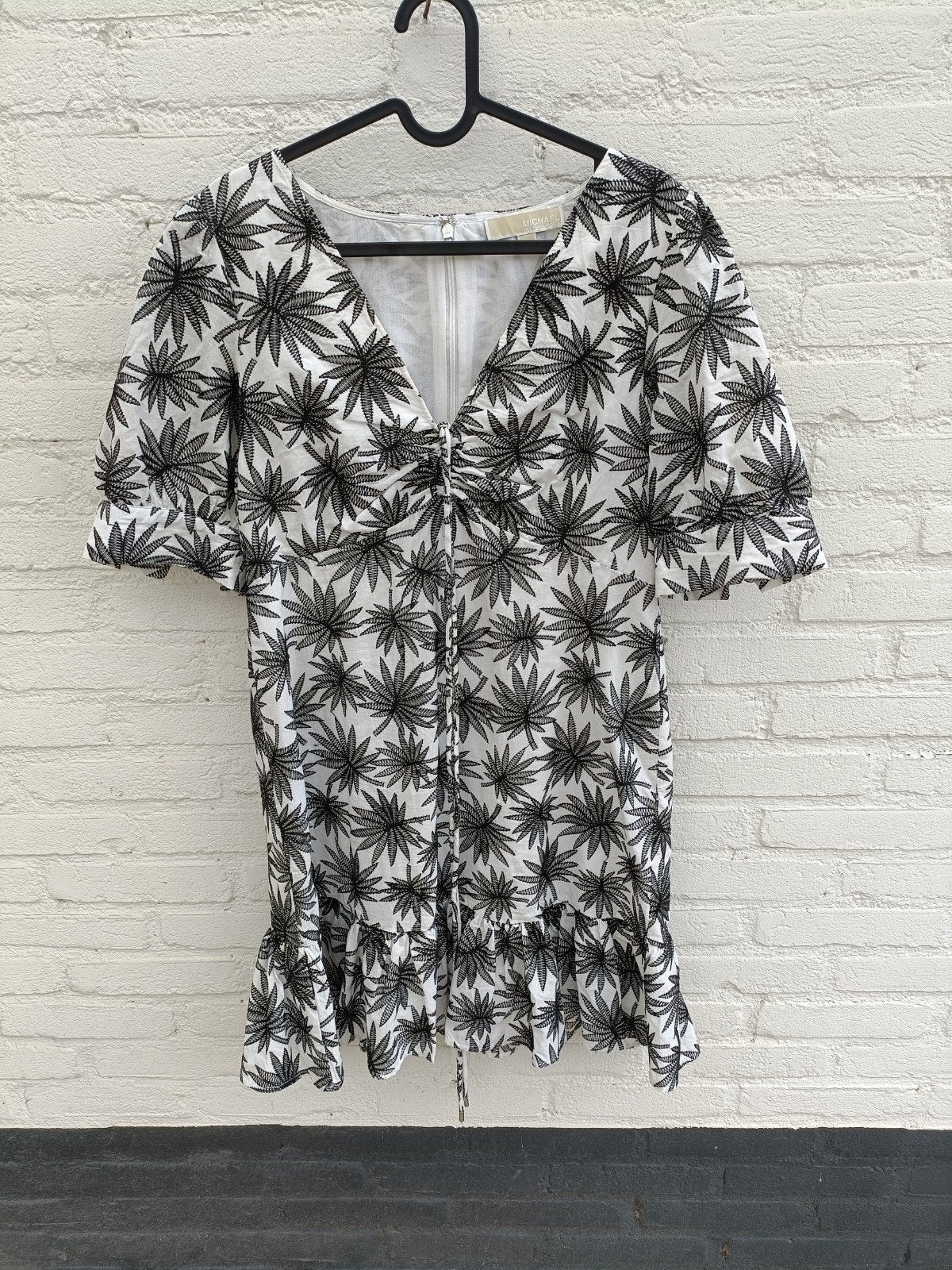 Michael Kors jurk met palmbladprint, Maat 38/40 (M), Michael Kors, Wit, Ophalen of Verzenden