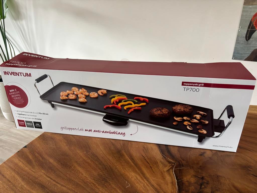 Inventum Teppanyaki Grill TP700 - 70 cm lang, anti-aanbak, Witgoed en Apparatuur, Grillplaten, Ophalen, Nieuw, Tafelgrill
