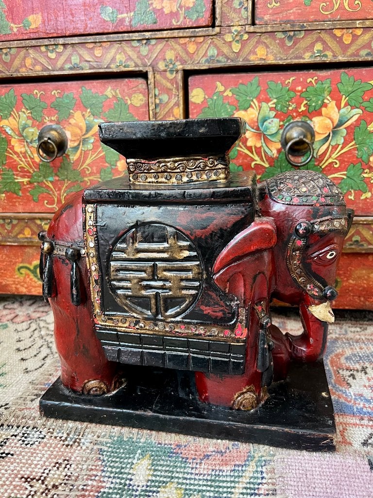 Vintage antiek hout bewerkt plantenstandaard Olifant Chinees, Ophalen of Verzenden