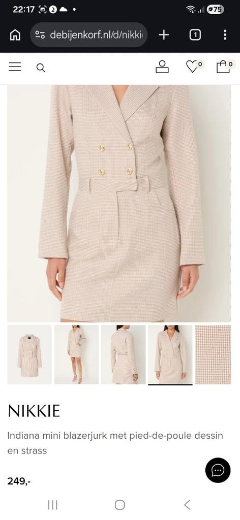 Nieuwe Nikkie jurk / blazerjurk,maat 42 met glittertjes, Kleding | Dames, Beige, Maat 42/44 (L), Nieuw, Ophalen of Verzenden