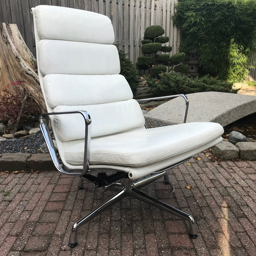 Vitra Eames fauteuil EA 222 EA222 chroom leer vintage, Gebruikt, Leer, Ophalen of Verzenden, Nvt