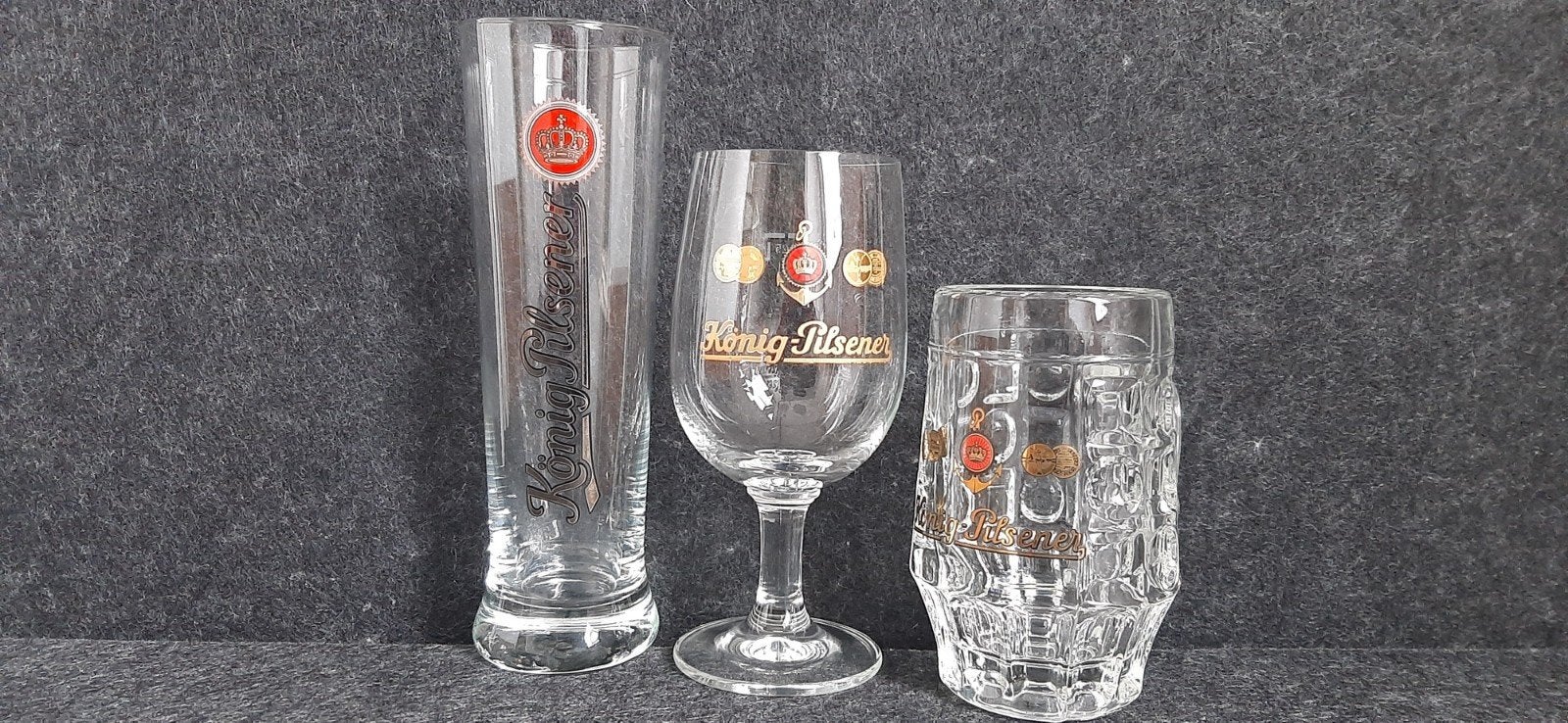König Pilsener Bierglazen Set - 3 Stuks, Verzamelen, Ophalen of Verzenden, Zo goed als nieuw