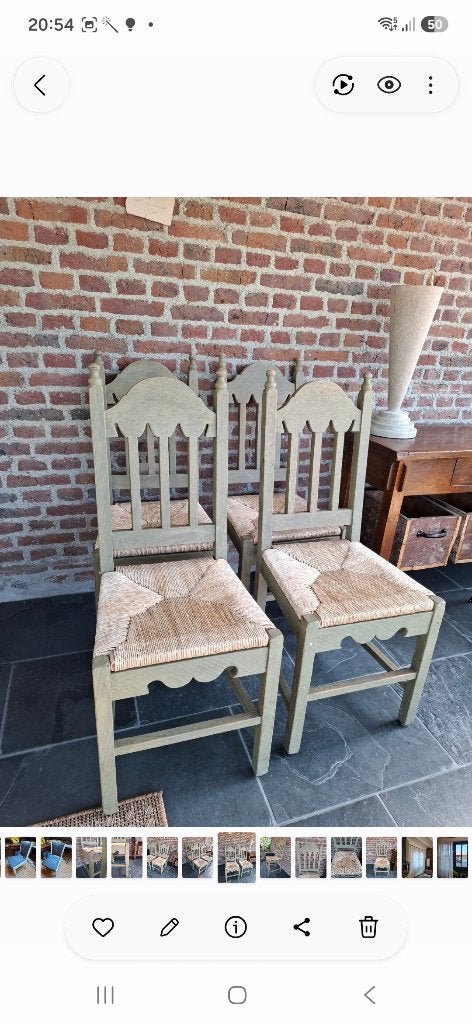4 houten kasteelstoelen, Ophalen, Gebruikt, Overige kleuren, Kasteel stoel