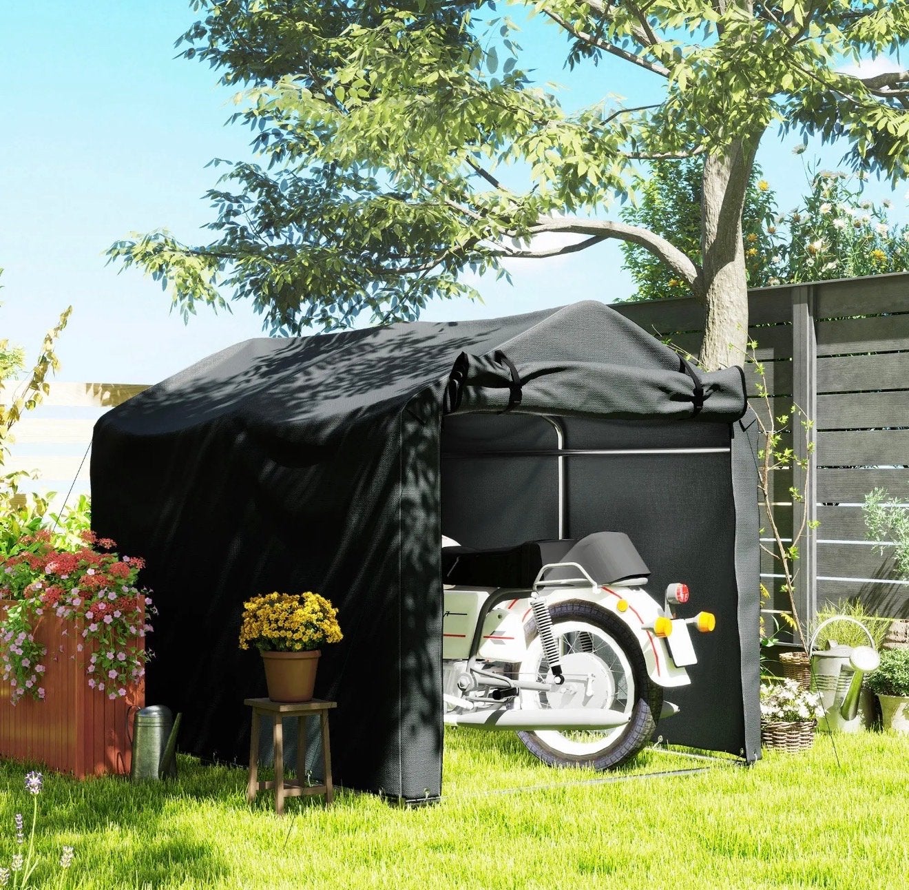 Outsunny Waterdichte Garagetent 220x157x165cm Donkergrijs, Ophalen, Overige materialen, Overige typen, Nieuw