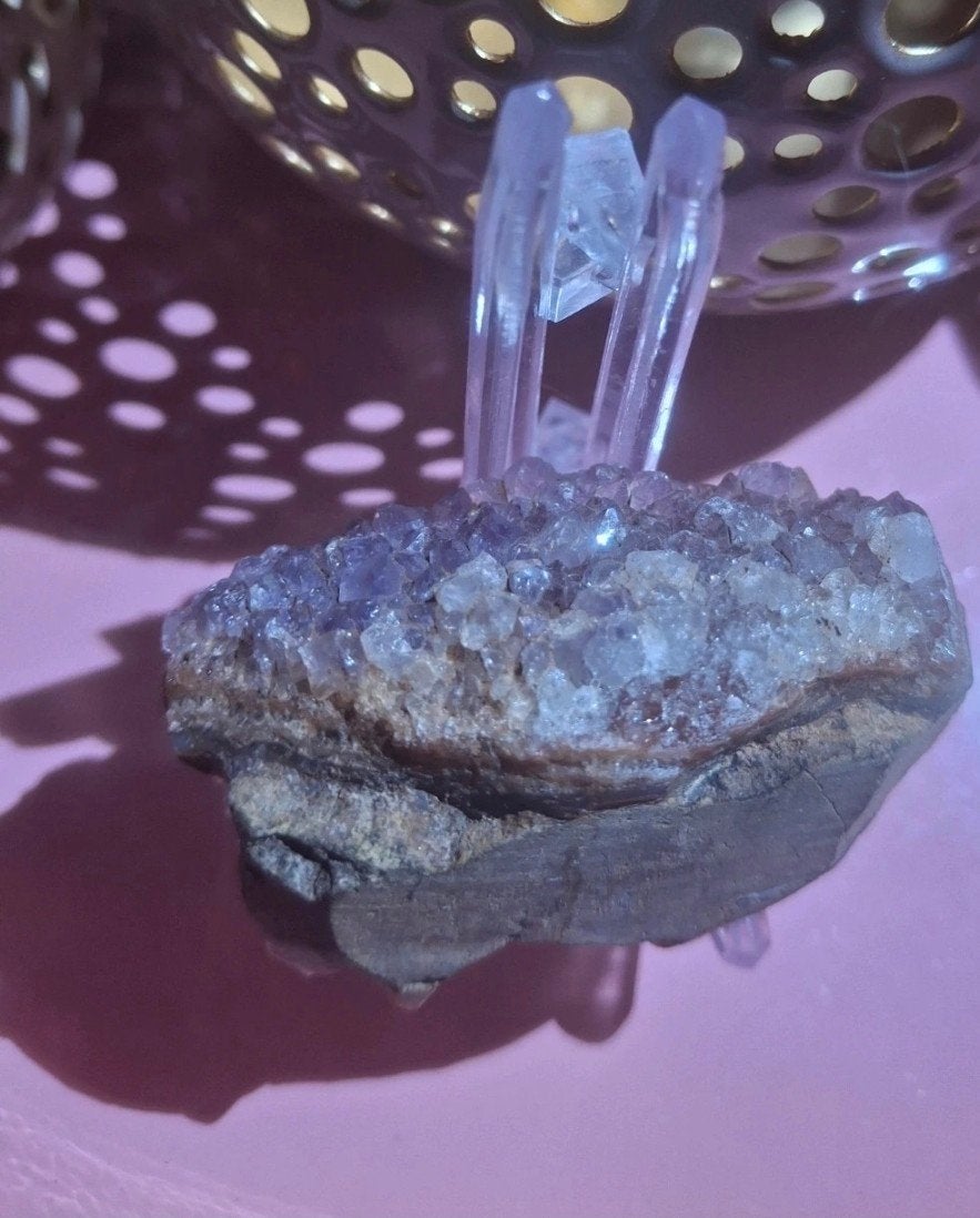 Amethist Stalactiet op Moedergesteente, Ophalen of Verzenden, Mineraal