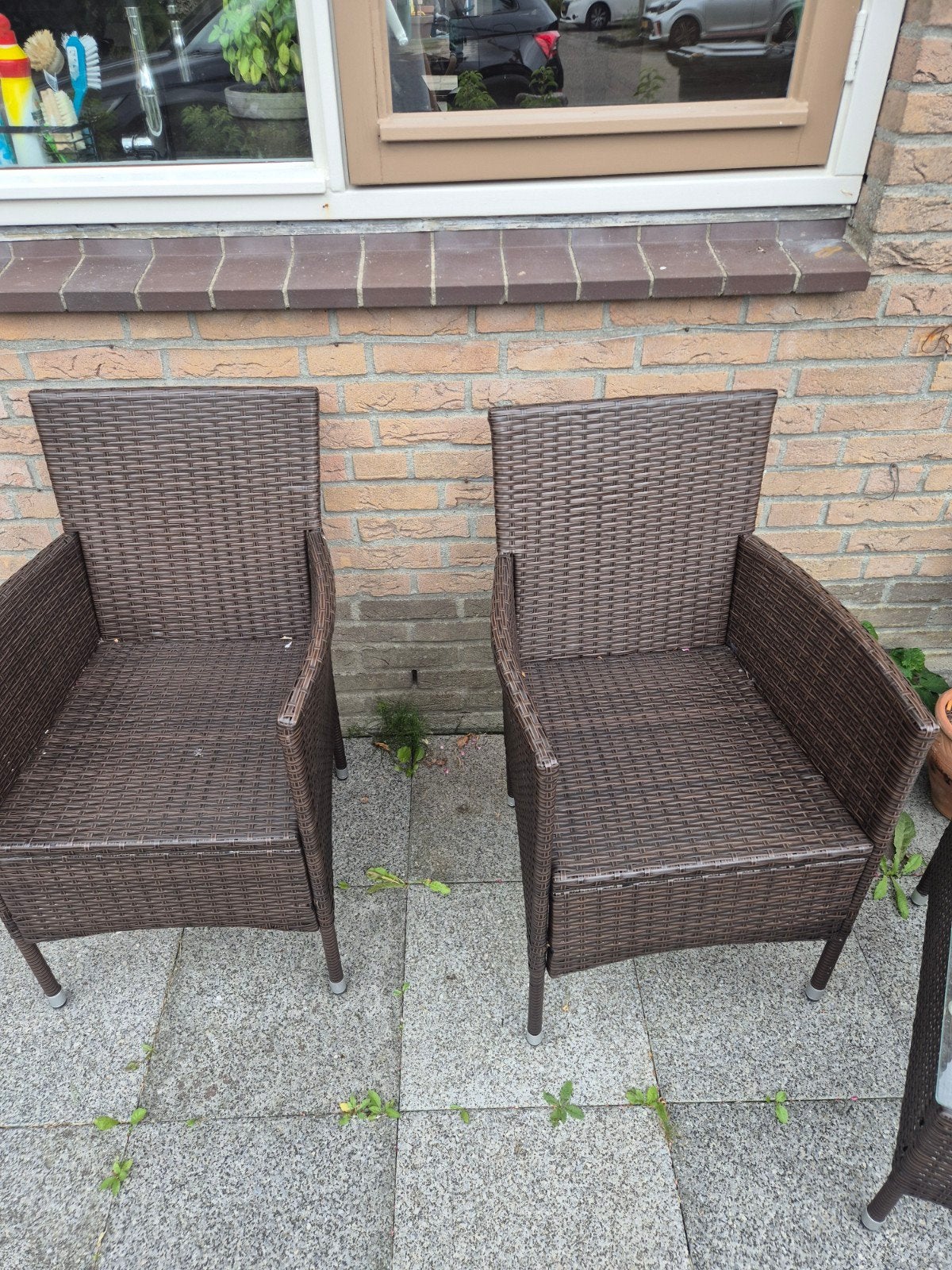 bankje en 2 stoelen, Ophalen, Gebruikt, Kunststof