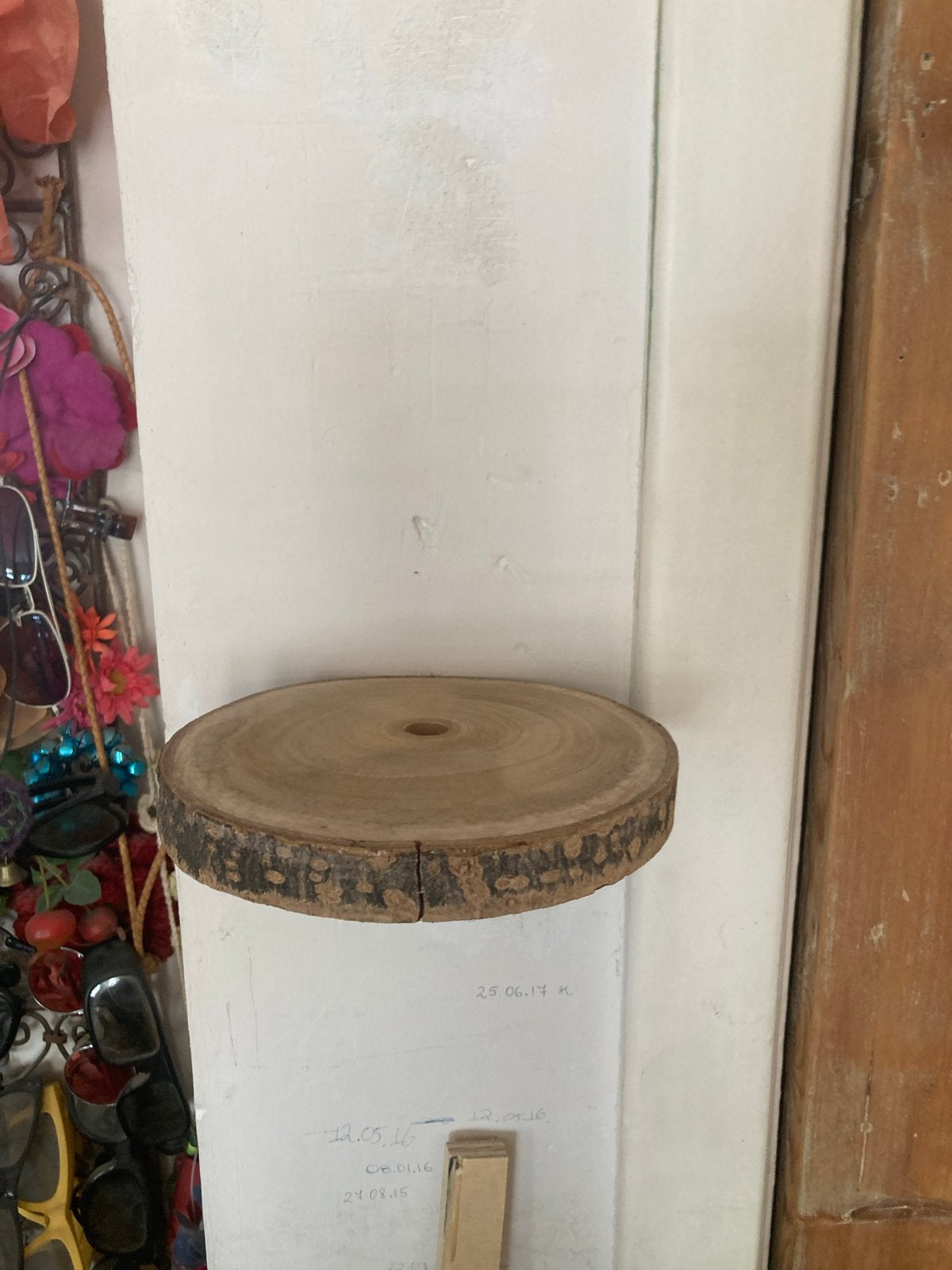 Houten wandplankje boomstam schijf voor planten, Ophalen, Hout, Gebruikt, Landelijk