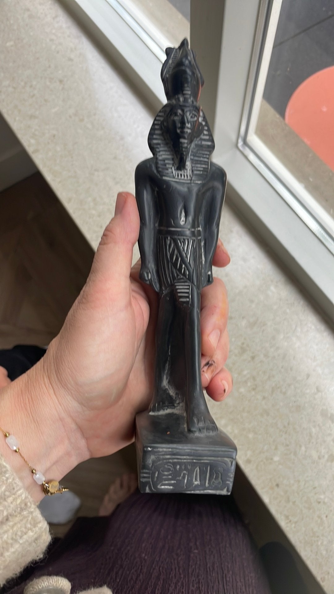 Efyptisch beeldje, Ophalen of Verzenden, Gebruikt, Overige materialen, Zwart