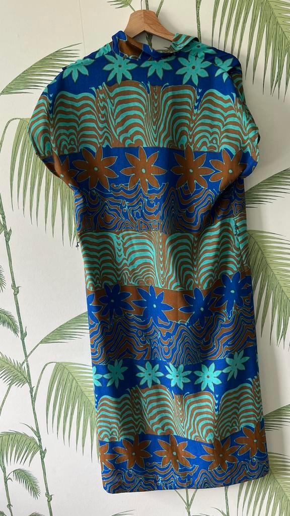 Paul Mauser vintage Jurk - Perfect voor Citytrip, Maat 38/40 (M), Blauw, Ophalen of Verzenden, Gedragen
