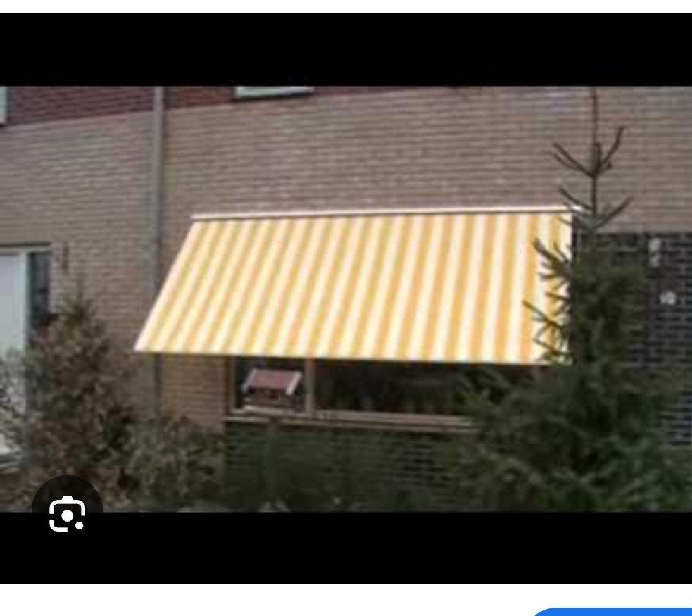 Gebruikt uitvalscherm met slinger, geel met witte streep, Minder dan 150 cm, Ophalen, Gebruikt, Uitvalscherm