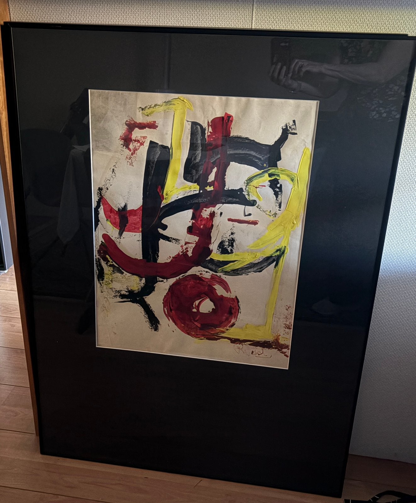 Modern schilderij in grote zwarte lijst, Antiek en Kunst, Kunst | Schilderijen | Modern, Ophalen