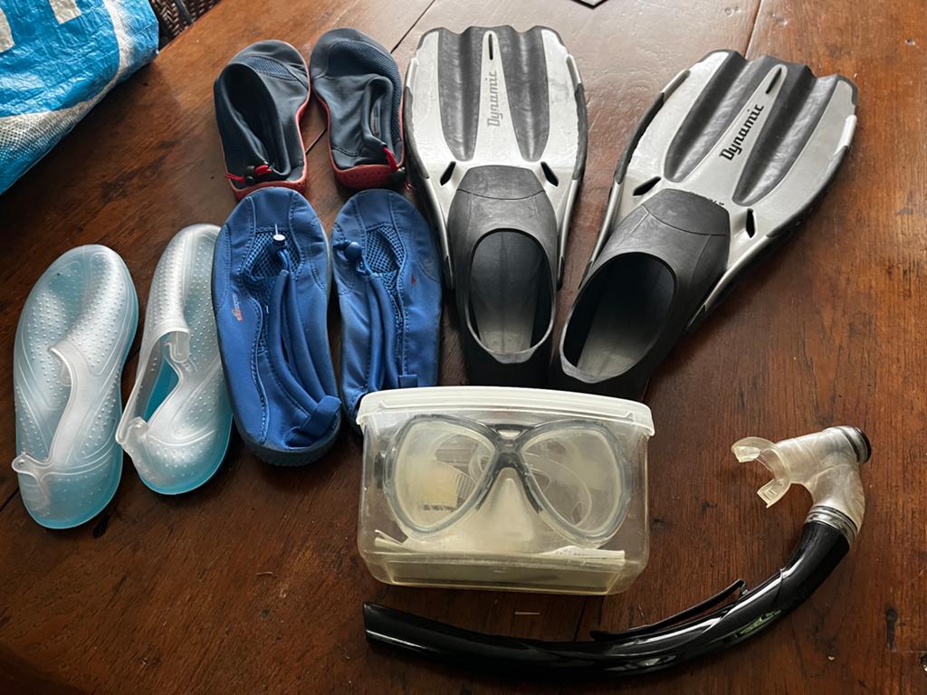 Snorkelset (Tecnopro) met zwemvliezen, Ophalen of Verzenden, Gebruikt, Snorkelset