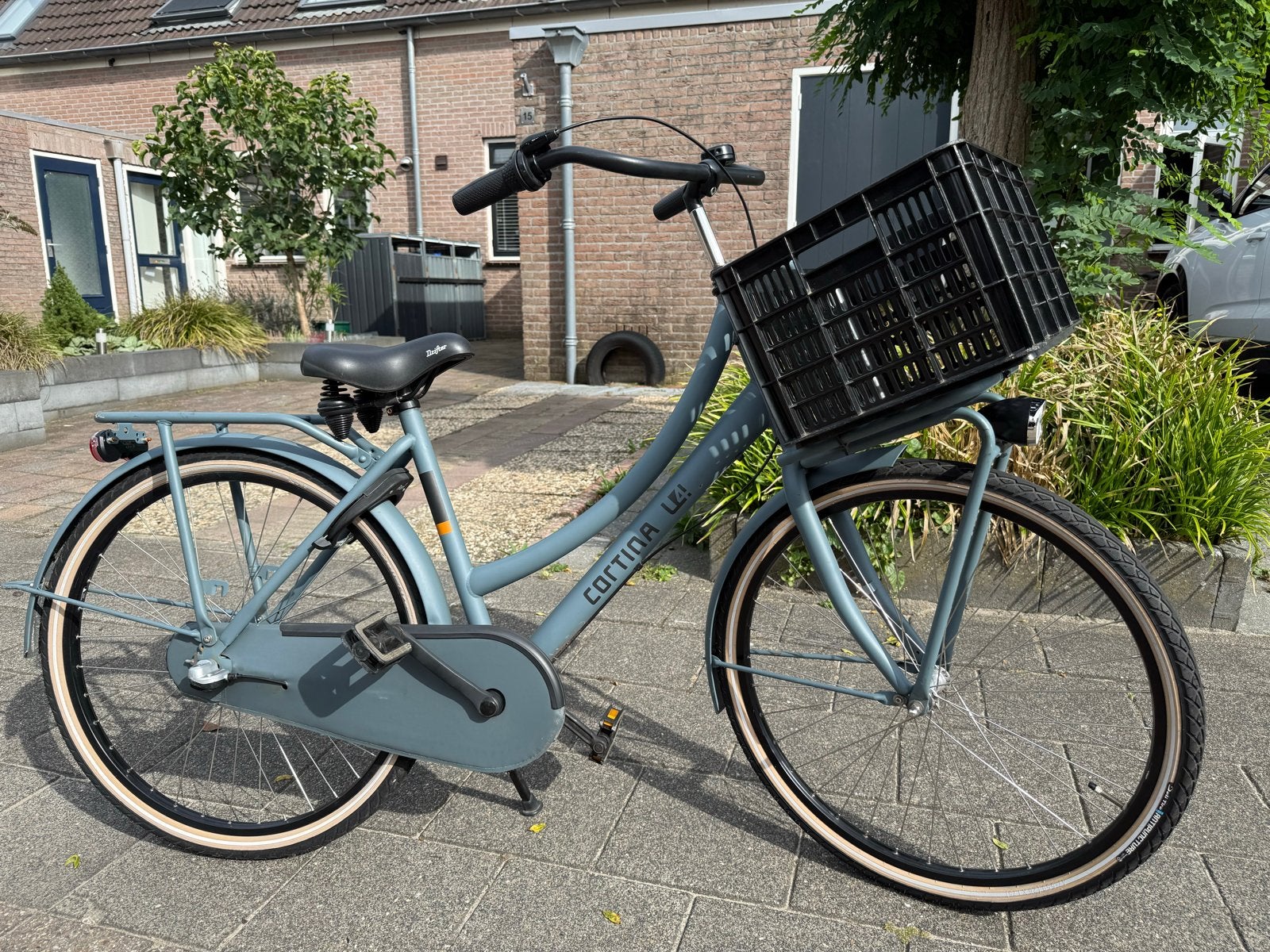 Cortina U4 meidenfiets 28inch met terugtraprem en voordrager, Terugtraprem, Gebruikt, Versnellingen, 56 cm of meer