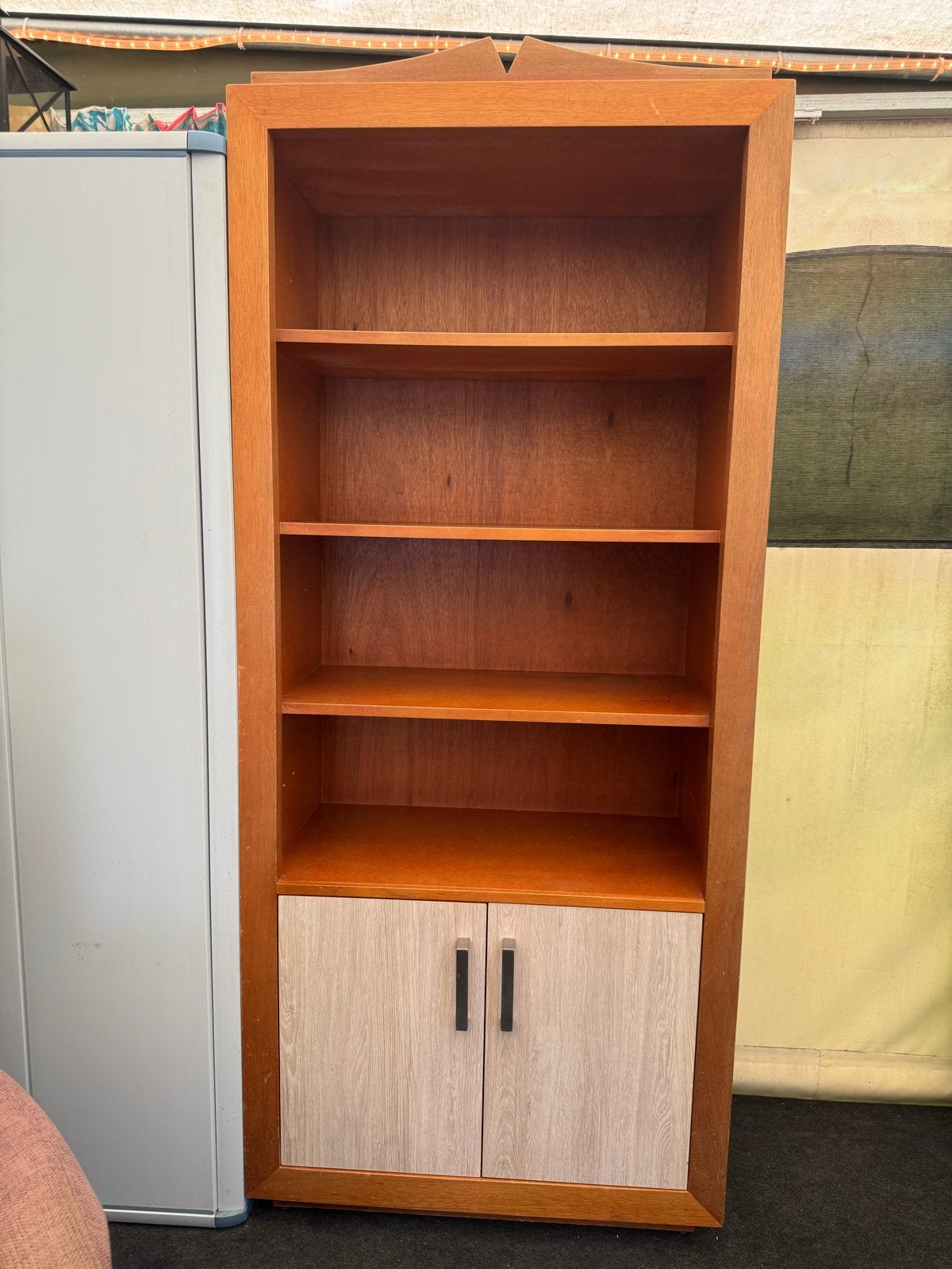 Houten Boekenkast met Deuren - Gebruikt, Ophalen, Gebruikt, 50 tot 100 cm, 150 tot 200 cm