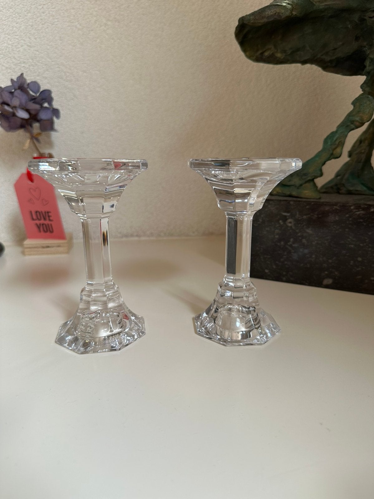 Set van 2 Villeroy & Boch kristallen kandelaars – vintage, Antiek en Kunst, Ophalen of Verzenden, Kristal