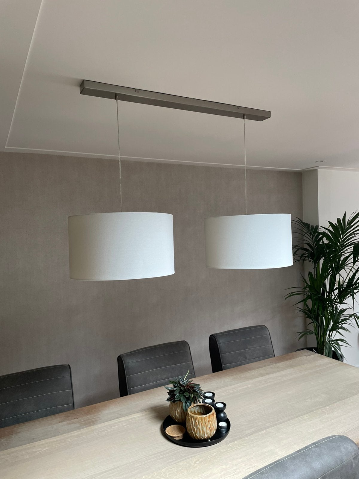 Mooie hanglamp chroom met stoffen kap, Huis en Inrichting, Ophalen, Zo goed als nieuw