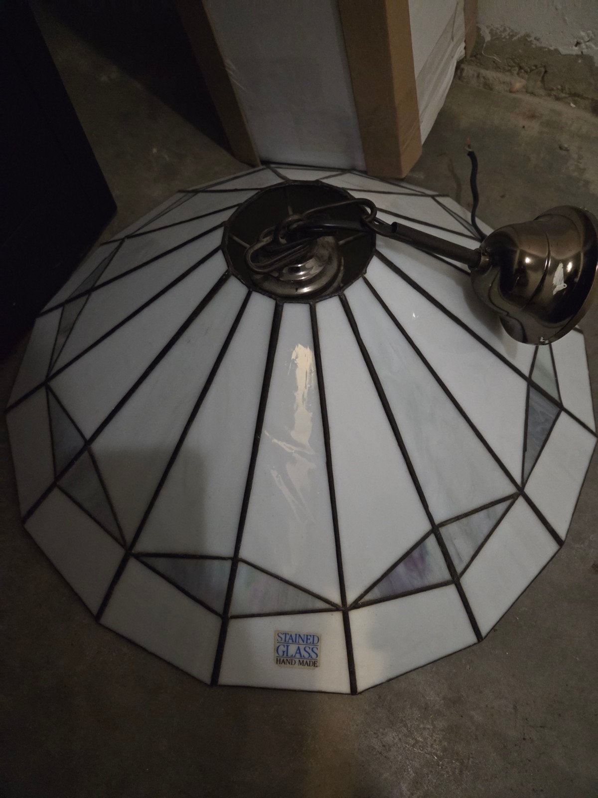 Grote Tiffany Hanglamp – Art Deco – Ø 50 cm – 100% Gaaf, Huis en Inrichting, Ophalen, Gebruikt, E27 (groot), Glas
