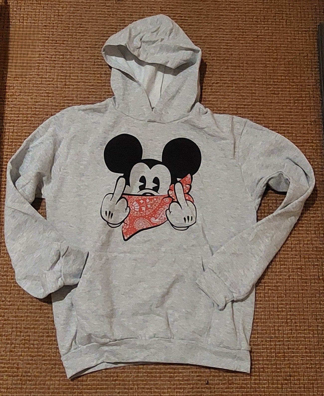 Grijze hoodie met Mickey Mouse print - Maat M, Maat 38/40 (M), Ophalen of Verzenden, Onbekend, Grijs