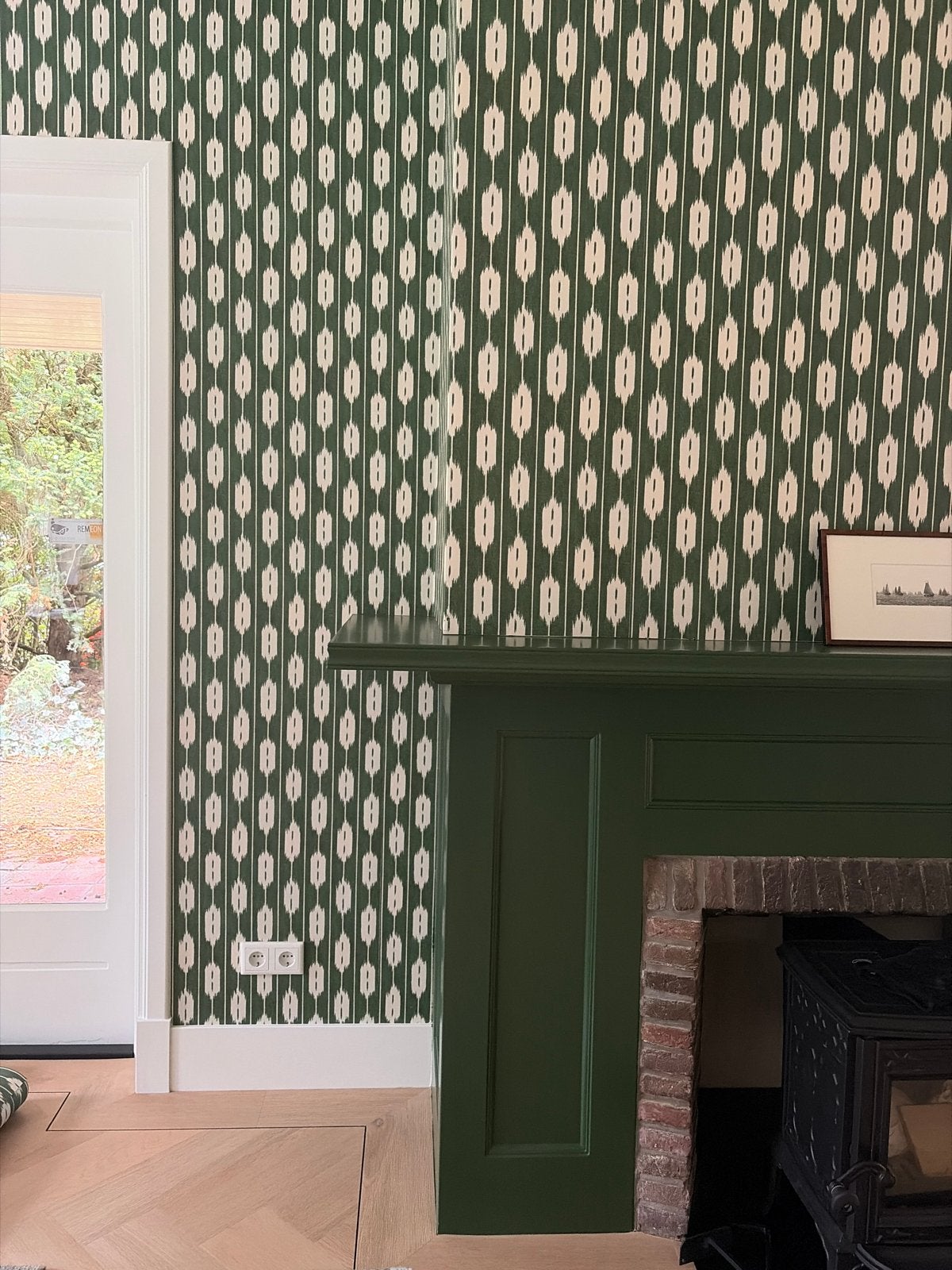 Coordonné Ikart Vliesbehang - Groen met Wit Patroon, Modern, Ophalen of Verzenden, Vliesbehang, Minder dan 5 m²