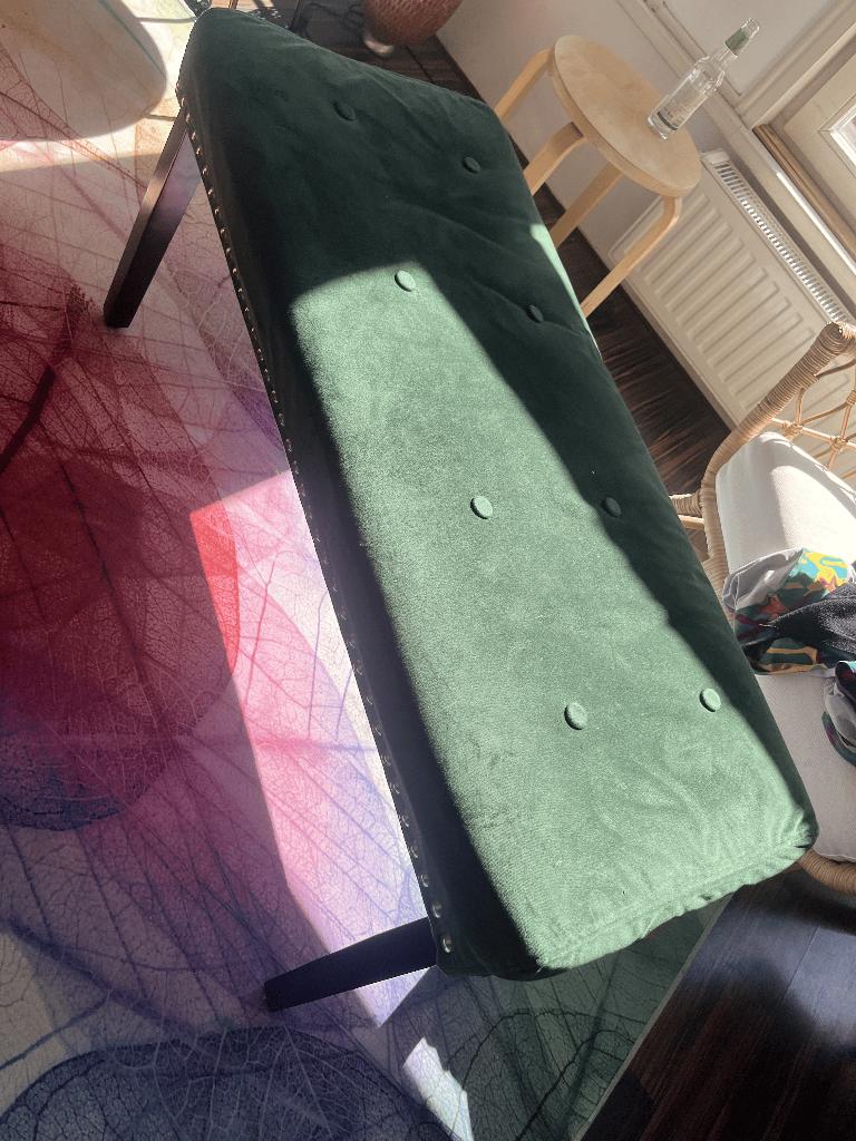 Luxe Velvet Hocker / Bankje – Donkergroen, Huis en Inrichting, Banken | Sofa's en Chaises Longues, Gebruikt, Tweepersoons, Minder dan 150 cm